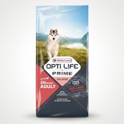 Detaliu bobite hrana caini versele laga Opti Life Prime cu somon proaspat.