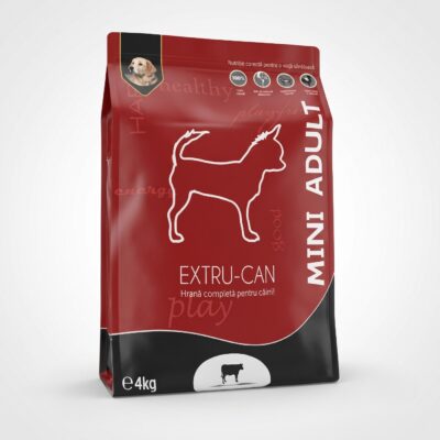 hrana caini extru can mini adult cu gust de vita