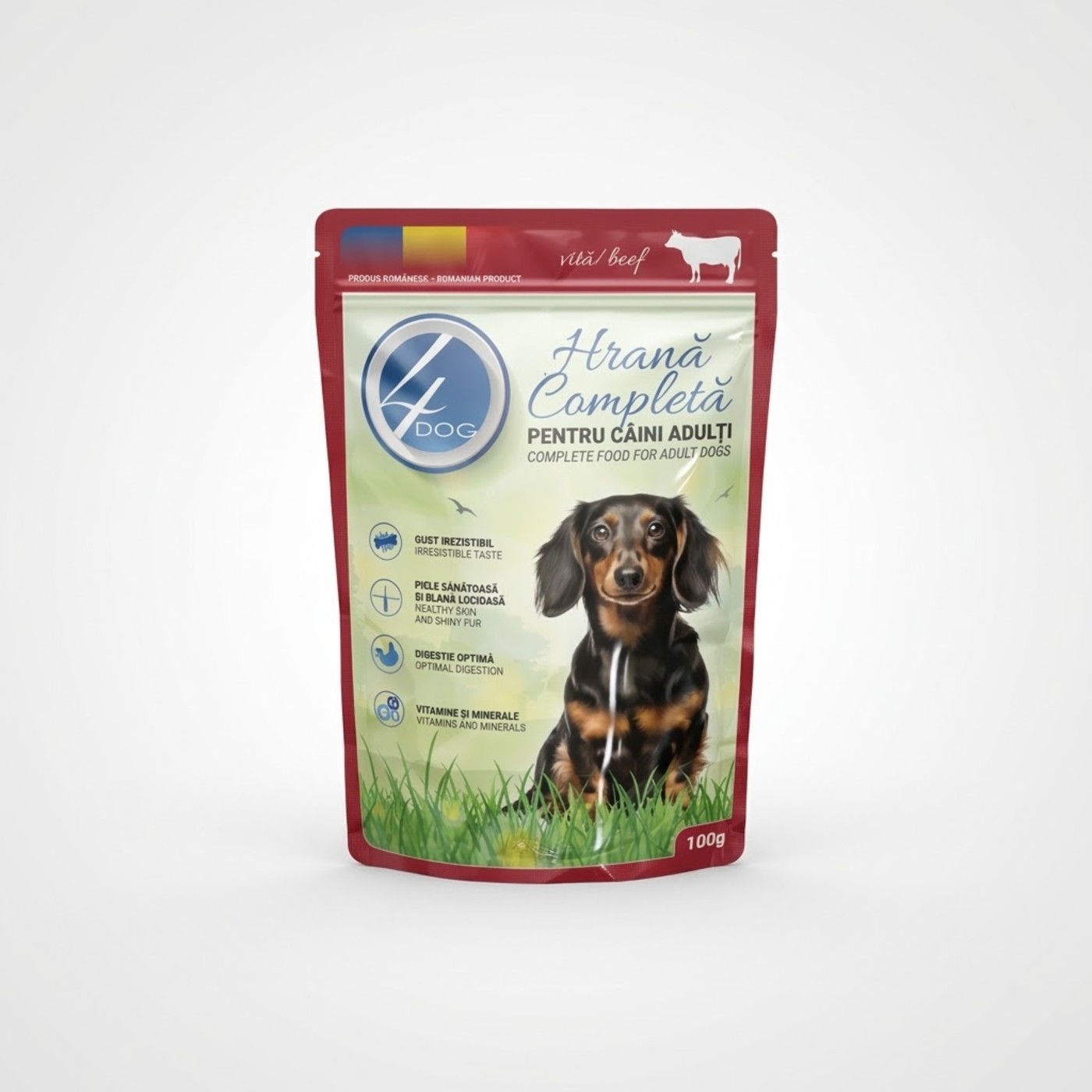 4dog vita 100g plic hrana umeda caini adulti