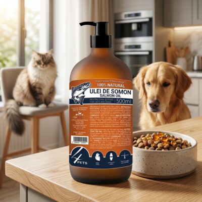 4Pets Ulei de Somon 500 ml – Omega-3 Natural pentru Câini și Pisici