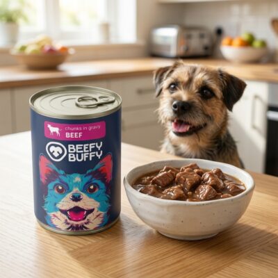 Beefy Buffy Hrană Umedă pentru Câini, 71% Carne, cu Vită, Conservă 415 g