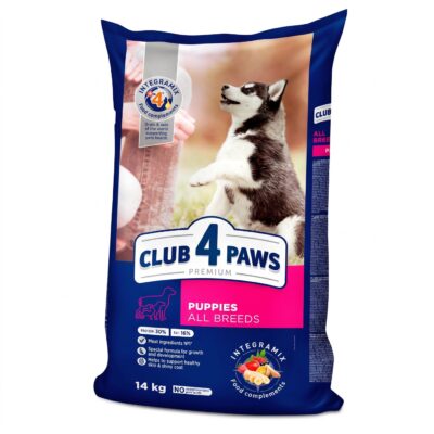 Sac Club 4 Paws Puppy cu Pui 14 kg, hrană uscată premium pentru căței de toate rasele