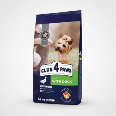 Sac Club 4 Paws Talie Mică cu Rață 14 kg, hrană uscată premium pentru câini adulți de talie mică