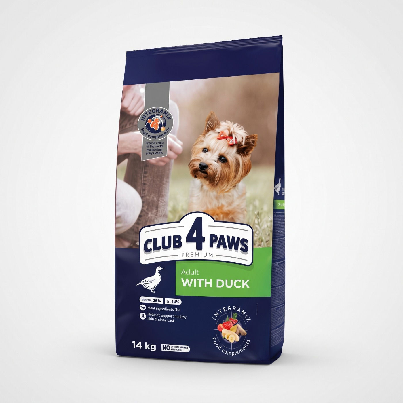 Sac Club 4 Paws Talie Mică cu Rață 14 kg, hrană uscată premium pentru câini adulți de talie mică