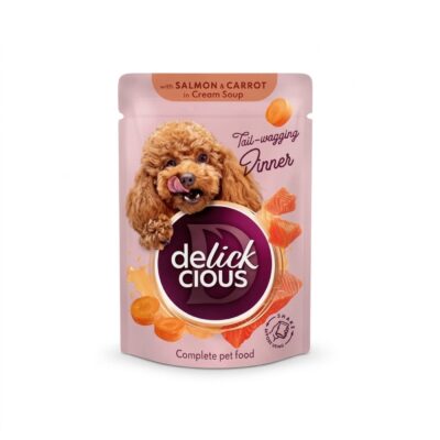 delickcious somon morcov caini plic 85g hrana umeda