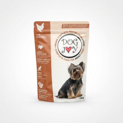 dog joy adult pui 100g plic hrana umeda caini