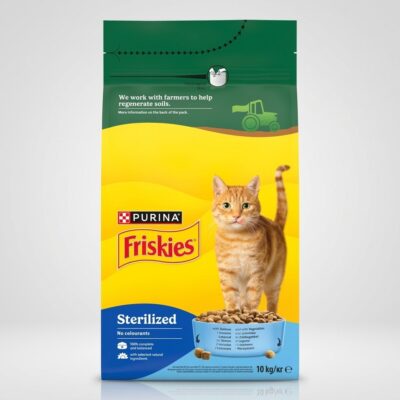 Friskies Sterilised 10kg – hrană uscată pisici sterilizate cu somon și legume