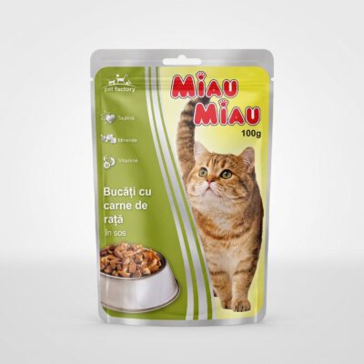 Miau Miau Rață 100g - plic cu bucăți de rață în sos pentru pisici