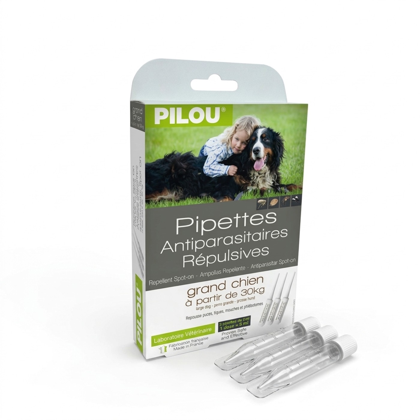 pipete pilou caini talie mare 3x5 ml antiparazitare repelente