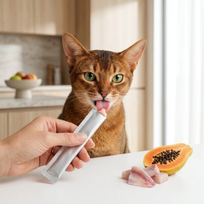 Delickcious Creamy Snack, Recompense Cremoase Pisici cu Doradă și Papaya, 4 × 15 g