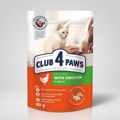 Club 4 Paws Kitten Plic cu Pui în Sos, Hrană Umedă Premium pentru Pisoi, 80 g