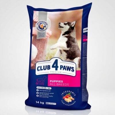 Sac Club 4 Paws Puppy cu Pui 14 kg, hrană uscată premium pentru căței de toate rasele